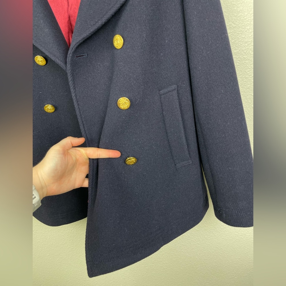 J.CREW Women's 10 Stadium Cloth by Nello Gori Peacoat Navy Wool Double Breasted - Picture 14 of 16